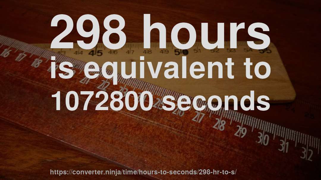 298 hours is equivalent to 1072800 seconds