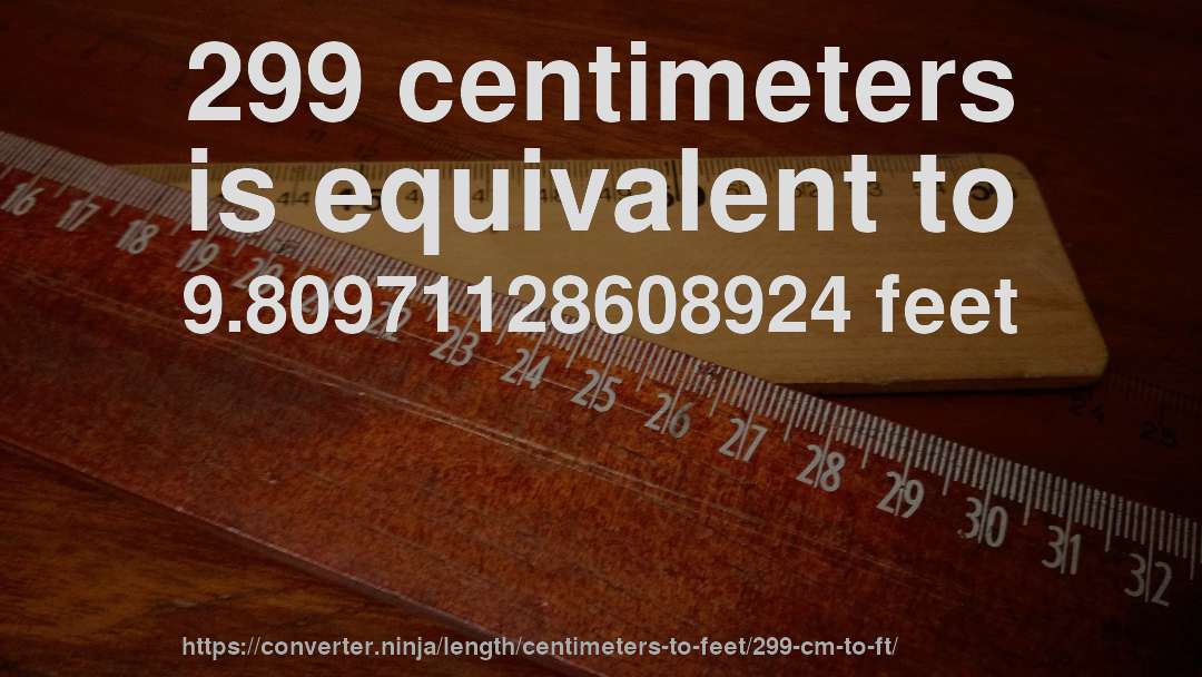 299 centimeters is equivalent to 9.80971128608924 feet