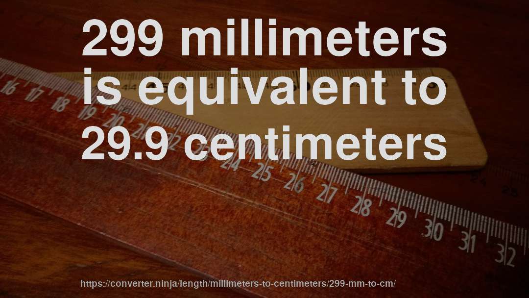 299 millimeters is equivalent to 29.9 centimeters