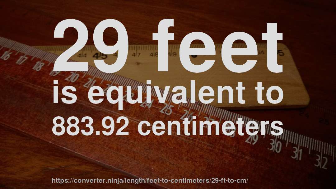 29 feet is equivalent to 883.92 centimeters