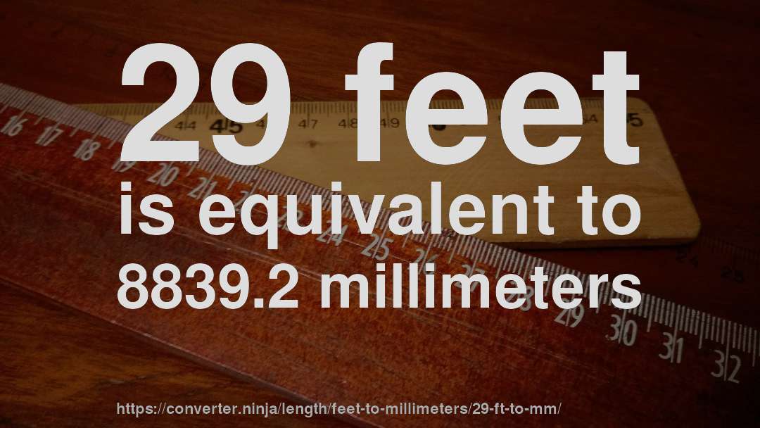 29 feet is equivalent to 8839.2 millimeters