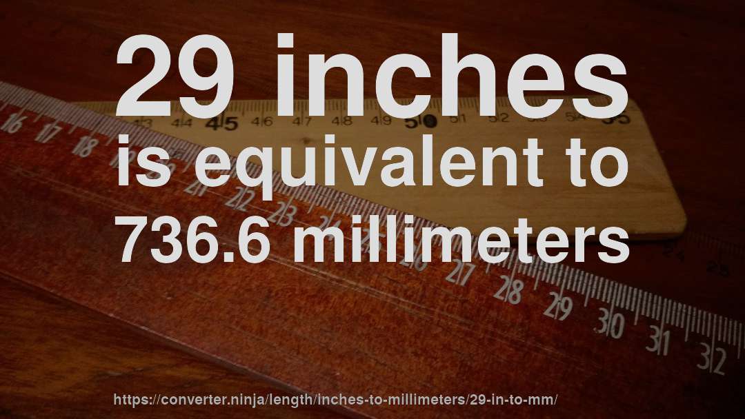 29 inches is equivalent to 736.6 millimeters
