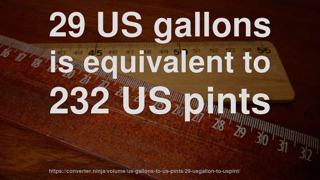 29 US gallons is equivalent to 232 US pints