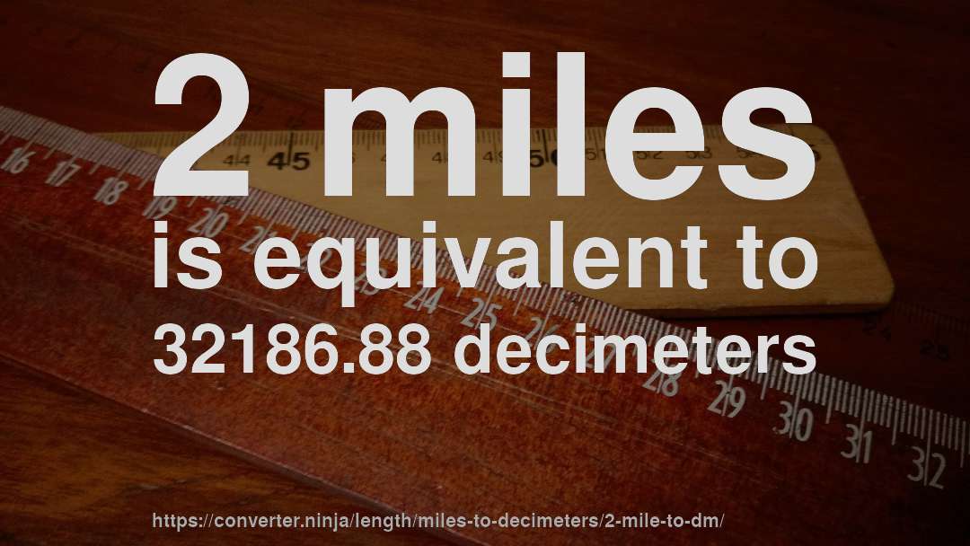 2 miles is equivalent to 32186.88 decimeters