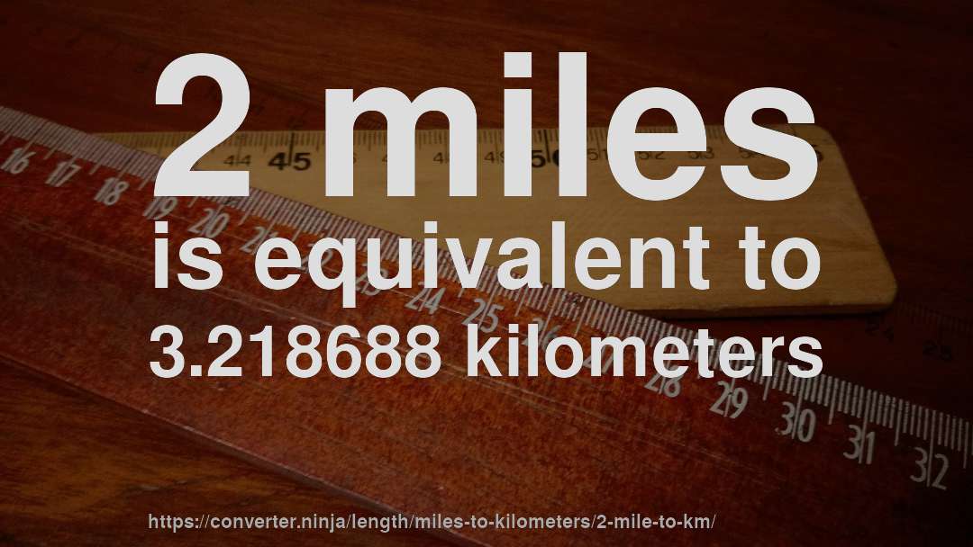 2 miles is equivalent to 3.218688 kilometers