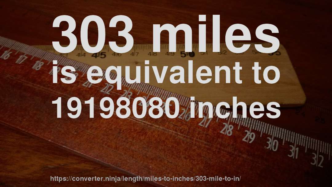303 miles is equivalent to 19198080 inches