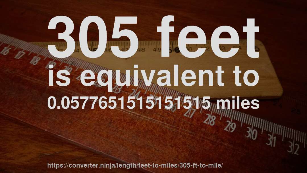 305 feet is equivalent to 0.0577651515151515 miles