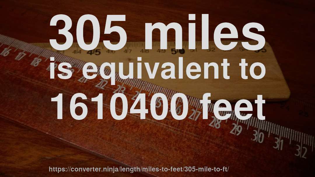 305 miles is equivalent to 1610400 feet