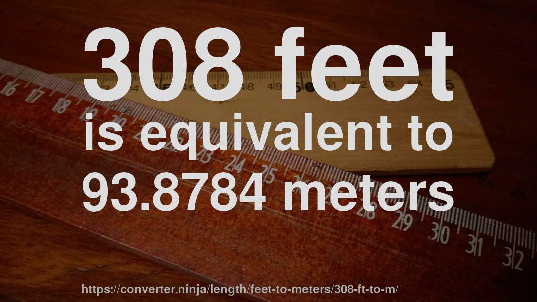 308 feet is equivalent to 93.8784 meters