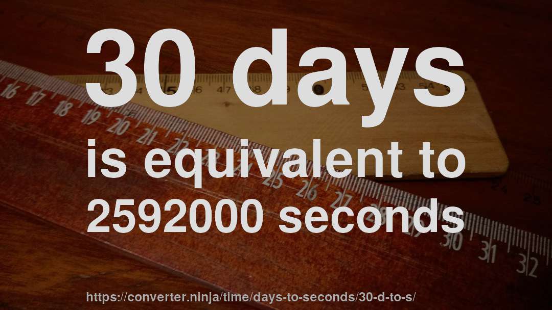 30 days is equivalent to 2592000 seconds