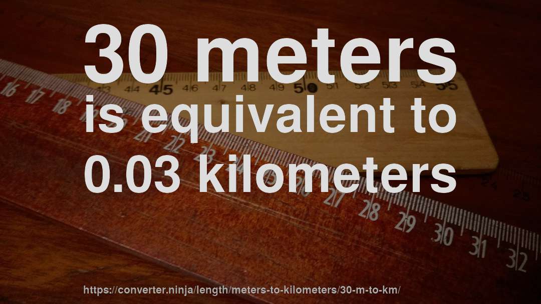 30 meters is equivalent to 0.03 kilometers