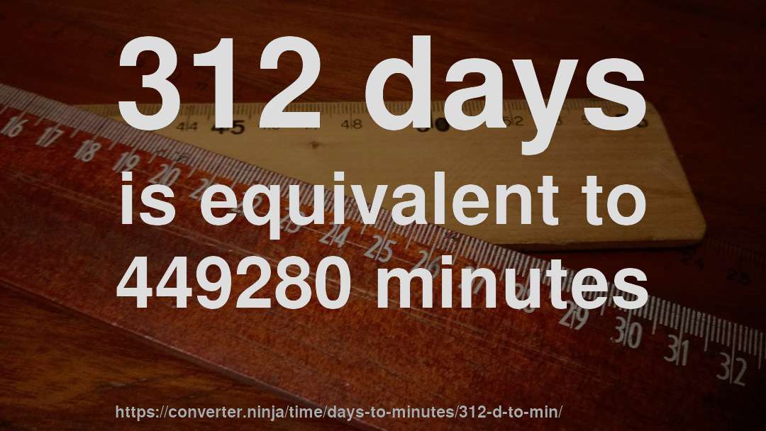 312 days is equivalent to 449280 minutes