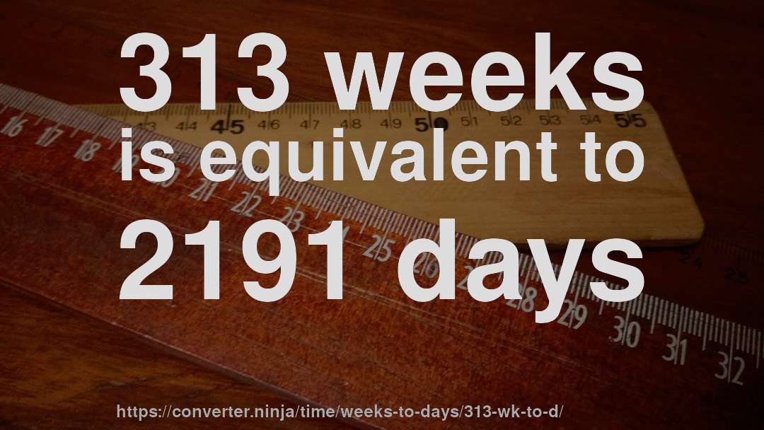 313 weeks is equivalent to 2191 days