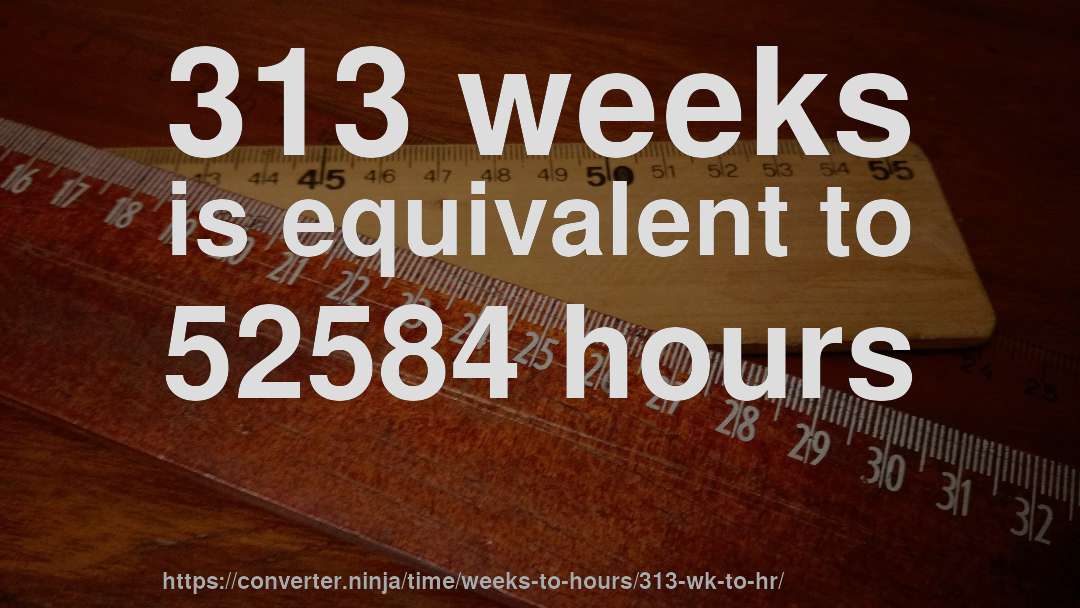 313 weeks is equivalent to 52584 hours