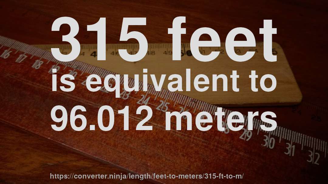 315 feet is equivalent to 96.012 meters