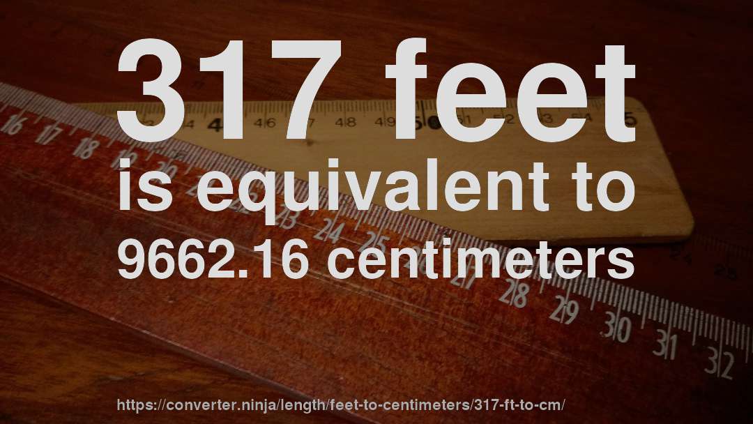 317 feet is equivalent to 9662.16 centimeters