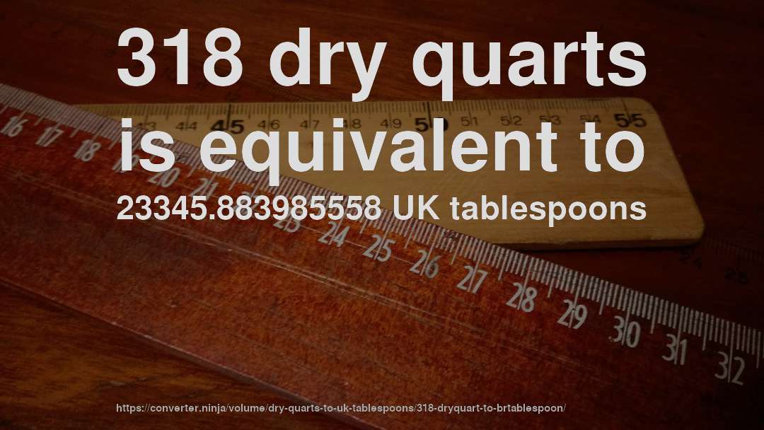 318 dry quarts is equivalent to 23345.883985558 UK tablespoons