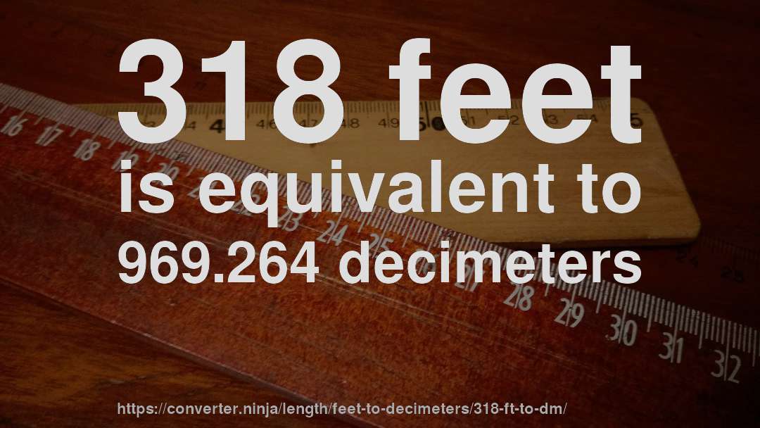 318 feet is equivalent to 969.264 decimeters