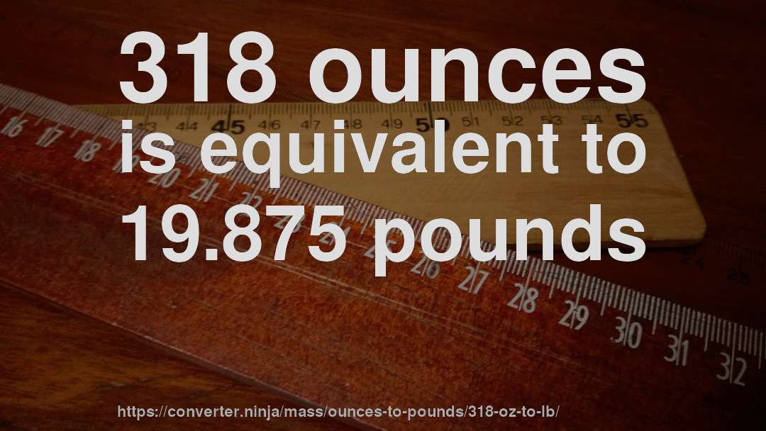 318 ounces is equivalent to 19.875 pounds