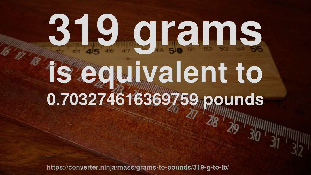 319 grams is equivalent to 0.703274616369759 pounds
