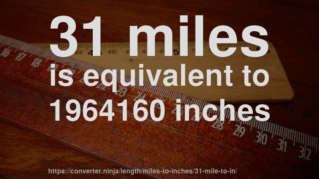 31 miles is equivalent to 1964160 inches