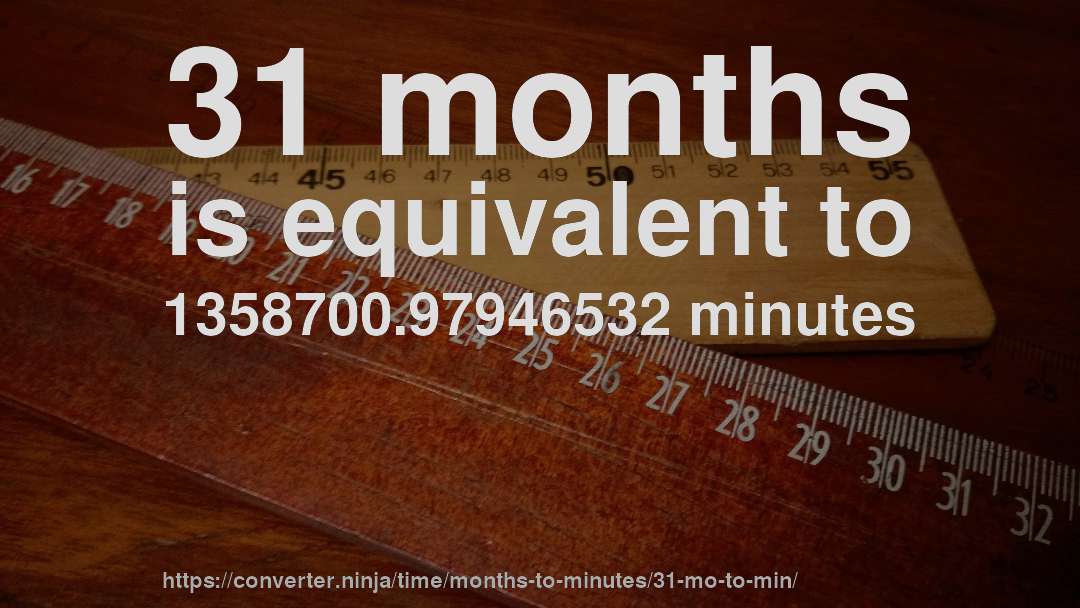 31 months is equivalent to 1358700.97946532 minutes