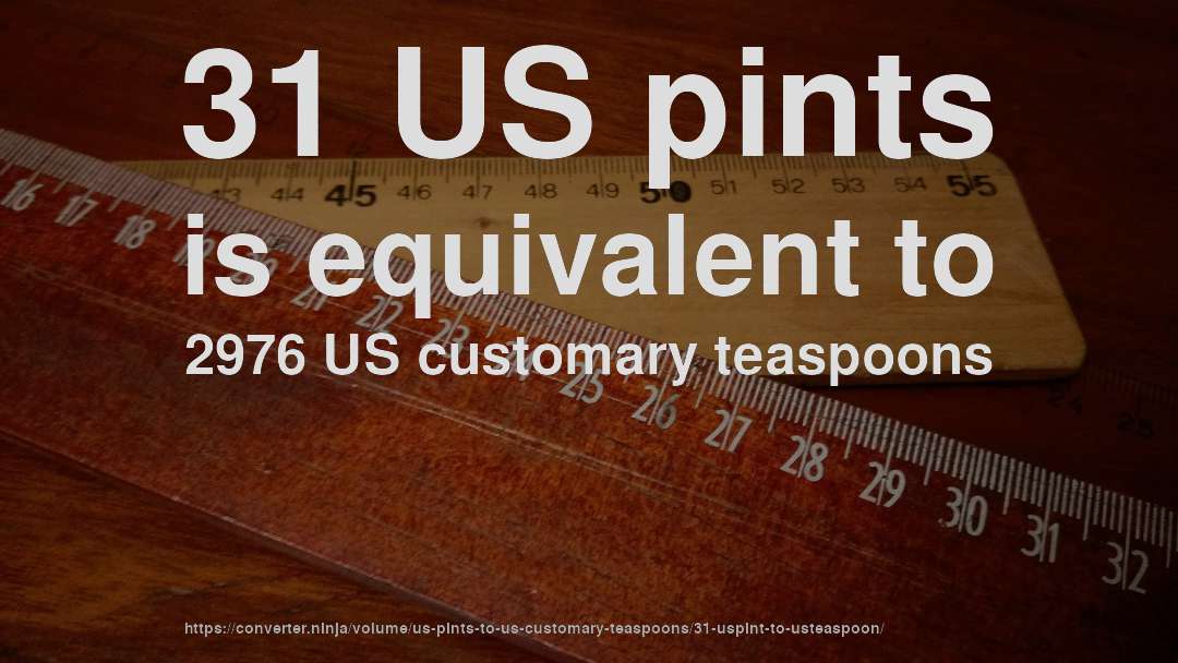 31 US pints is equivalent to 2976 US customary teaspoons