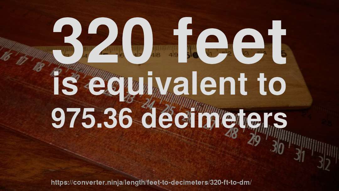 320 feet is equivalent to 975.36 decimeters