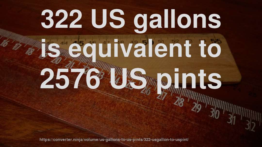 322 US gallons is equivalent to 2576 US pints
