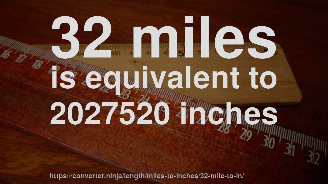 32 miles is equivalent to 2027520 inches