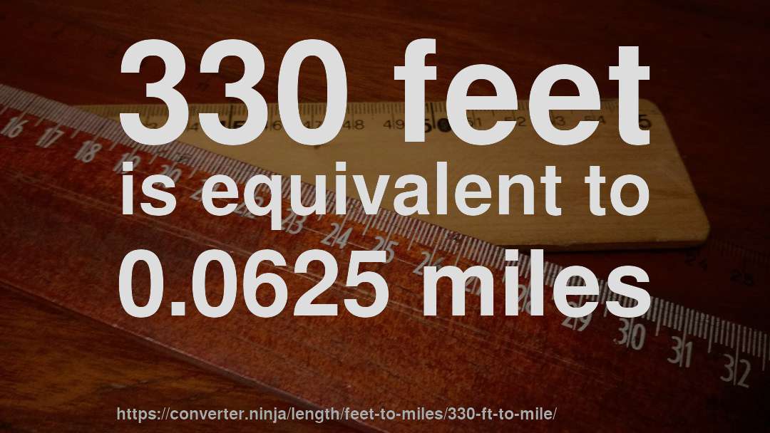 330 feet is equivalent to 0.0625 miles
