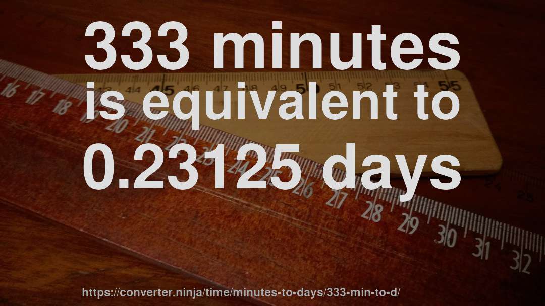 333 minutes is equivalent to 0.23125 days
