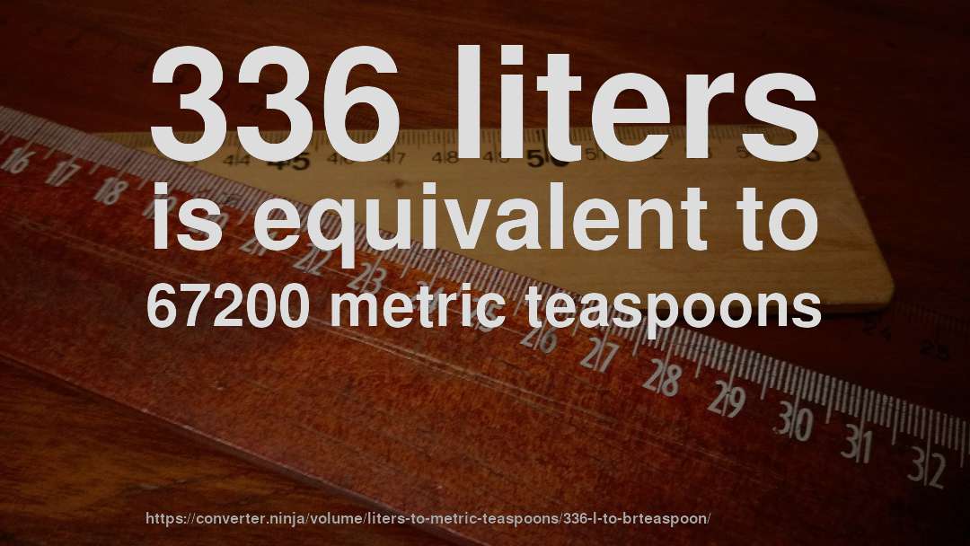 336 liters is equivalent to 67200 metric teaspoons