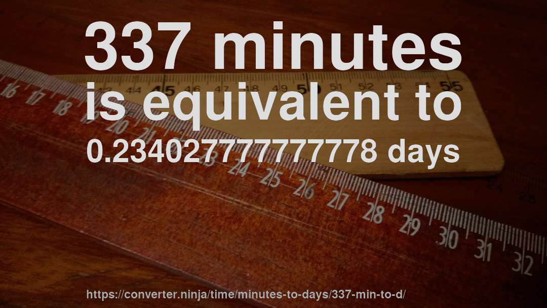 337 minutes is equivalent to 0.234027777777778 days