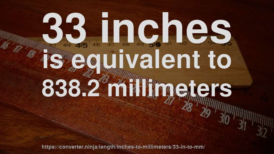33 inches is equivalent to 838.2 millimeters