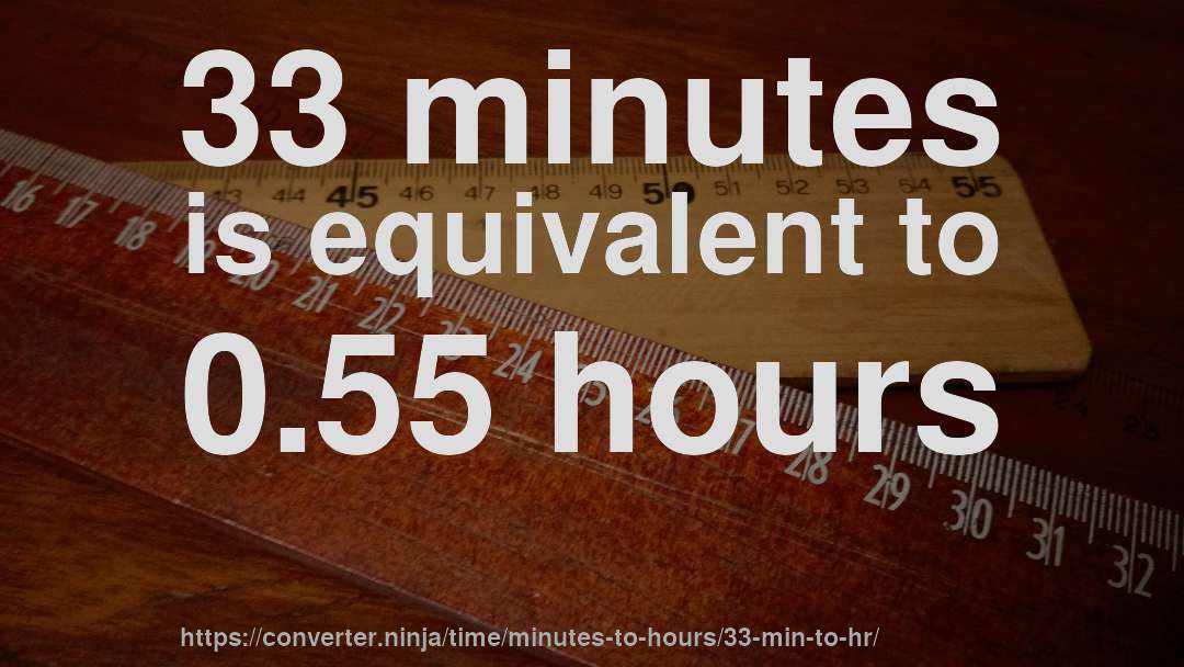 33 minutes is equivalent to 0.55 hours