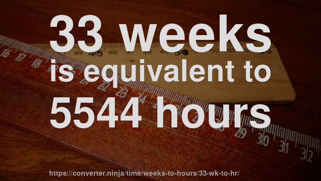 33 weeks is equivalent to 5544 hours