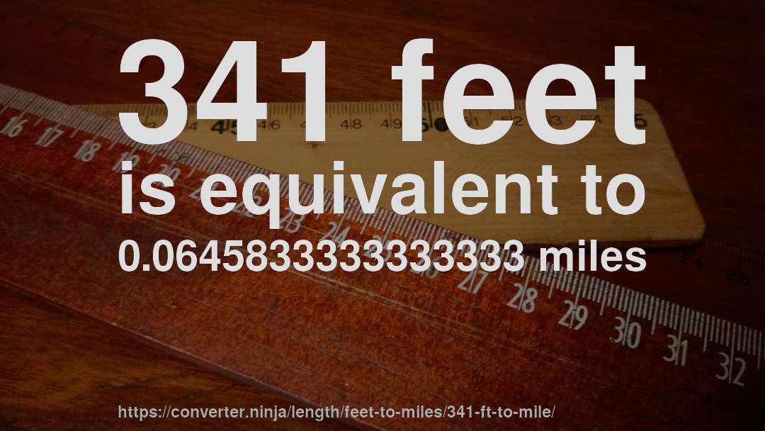 341 feet is equivalent to 0.0645833333333333 miles