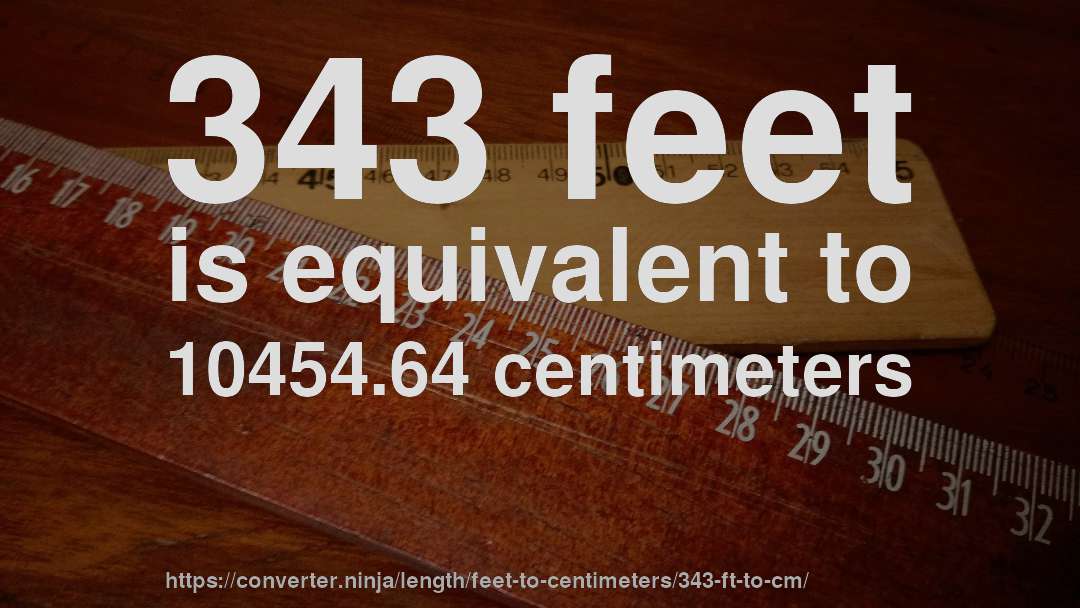 343 feet is equivalent to 10454.64 centimeters