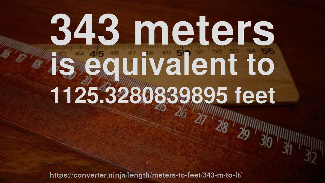 343 meters is equivalent to 1125.3280839895 feet