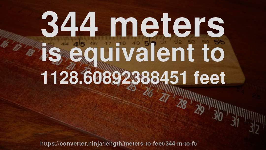 344 meters is equivalent to 1128.60892388451 feet