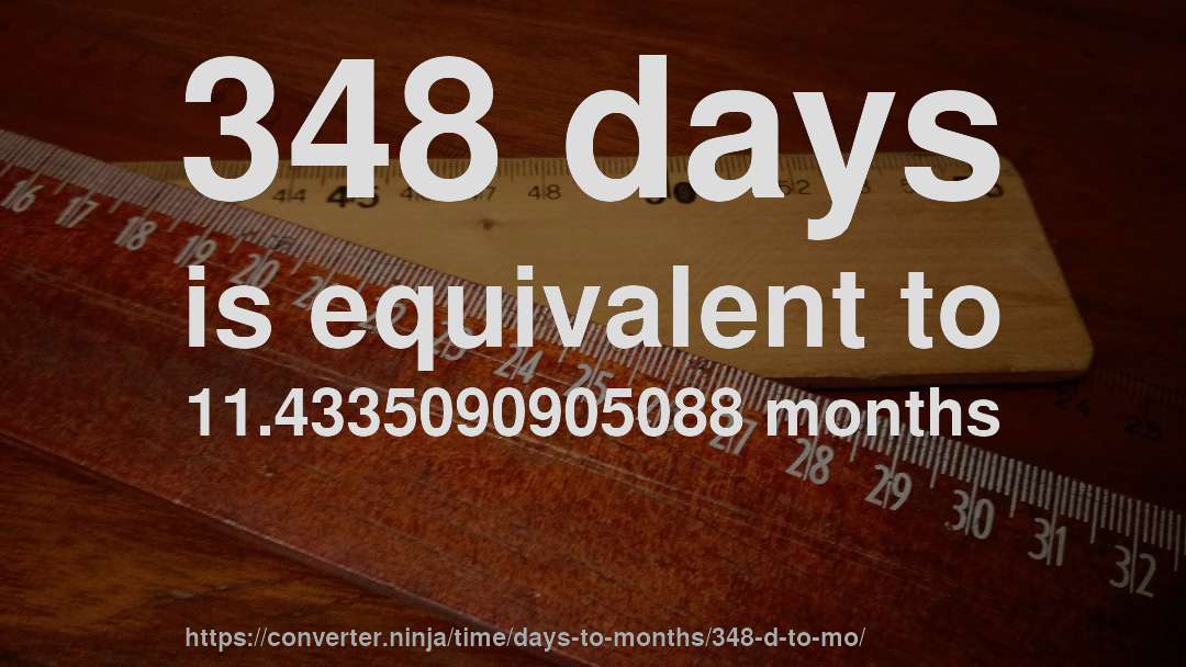 348 days is equivalent to 11.4335090905088 months