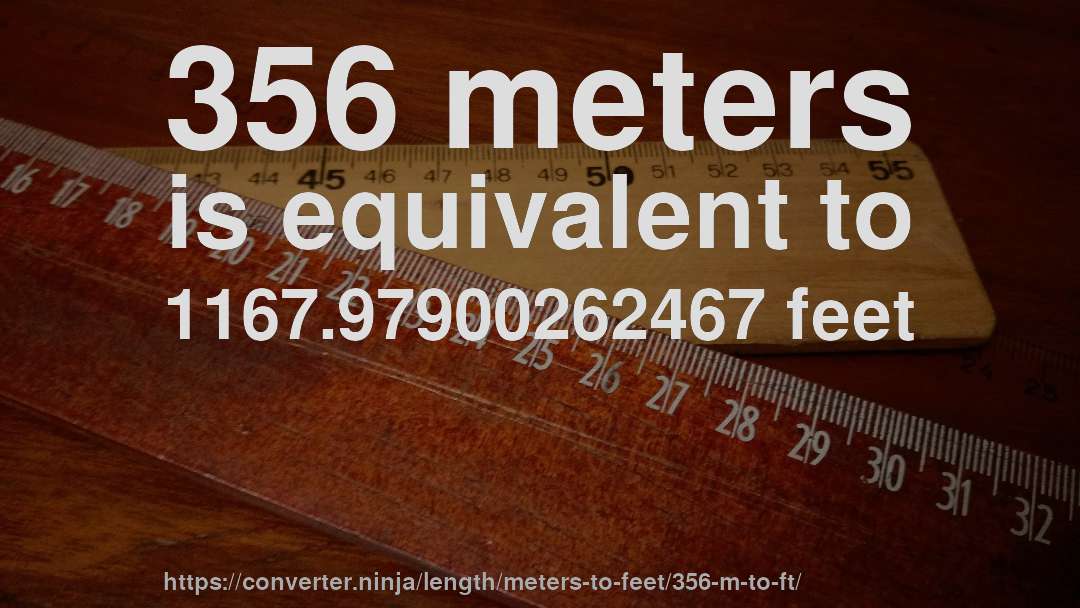 356 meters is equivalent to 1167.97900262467 feet