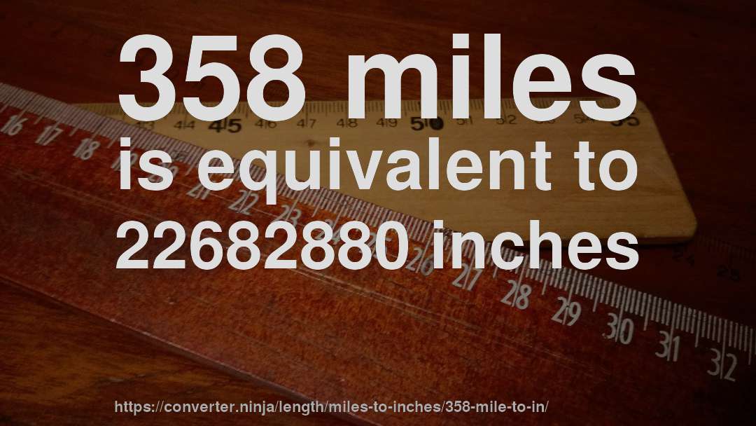 358 miles is equivalent to 22682880 inches