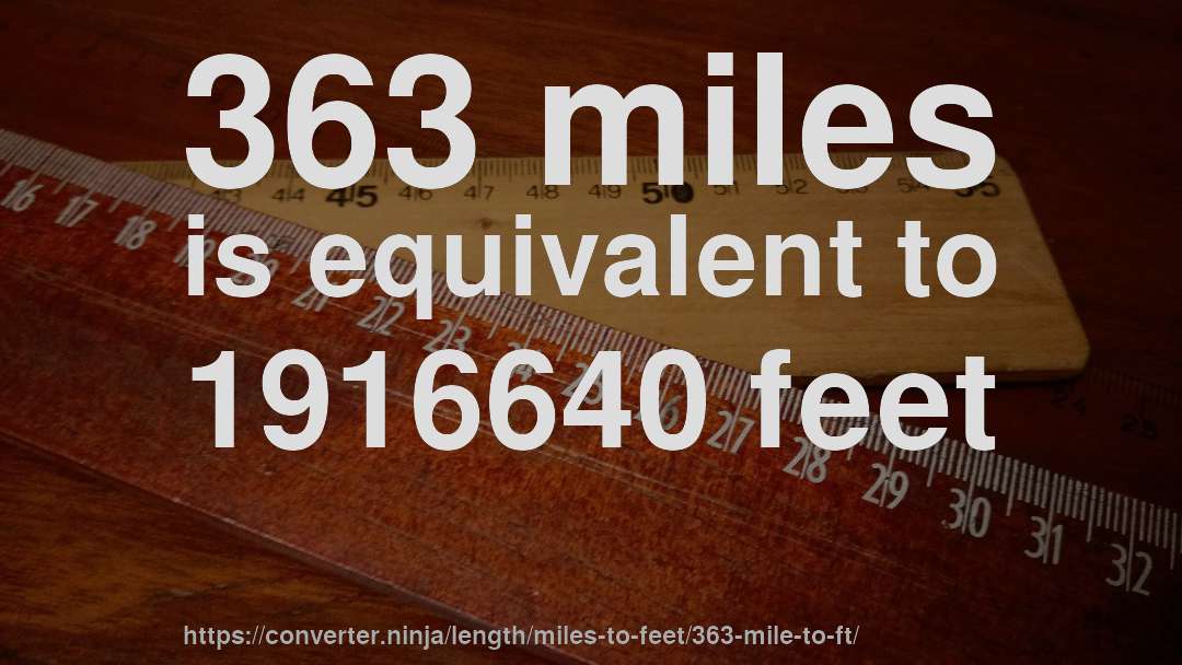 363 miles is equivalent to 1916640 feet