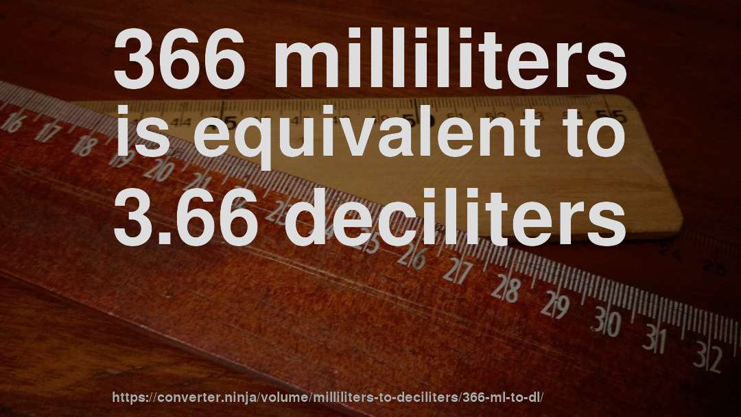 366 milliliters is equivalent to 3.66 deciliters