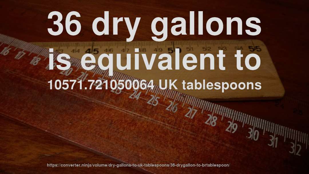 36 dry gallons is equivalent to 10571.721050064 UK tablespoons