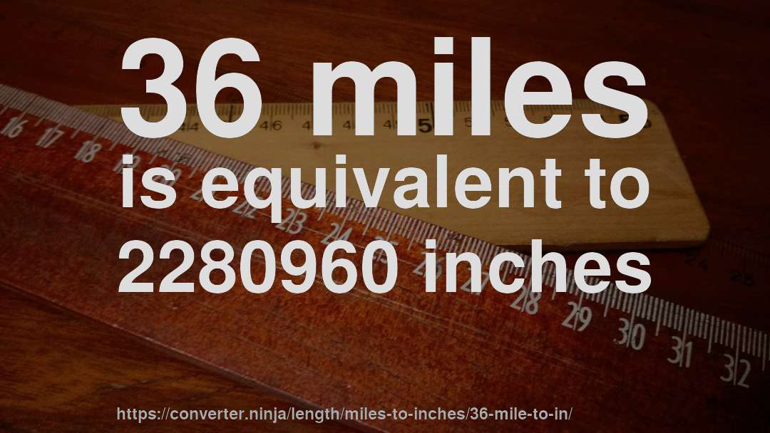 36 miles is equivalent to 2280960 inches