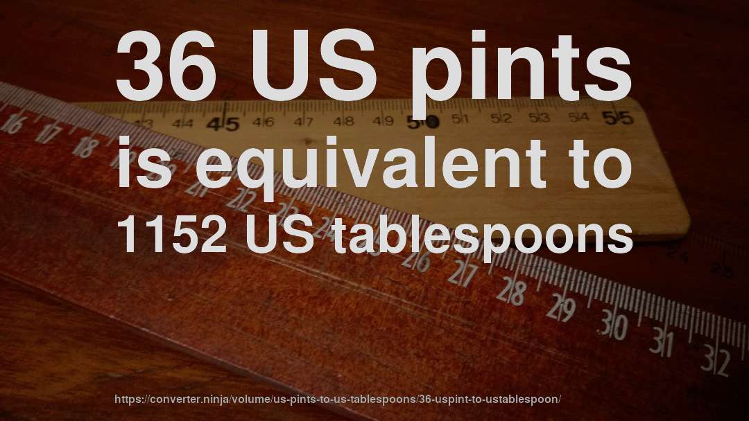 36 US pints is equivalent to 1152 US tablespoons
