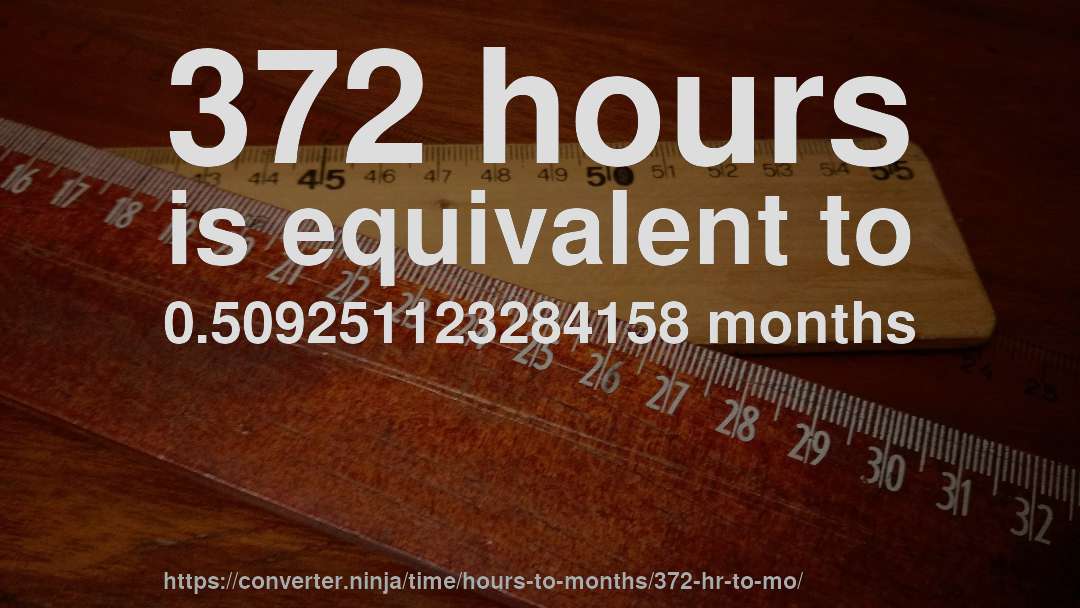 372 hours is equivalent to 0.509251123284158 months